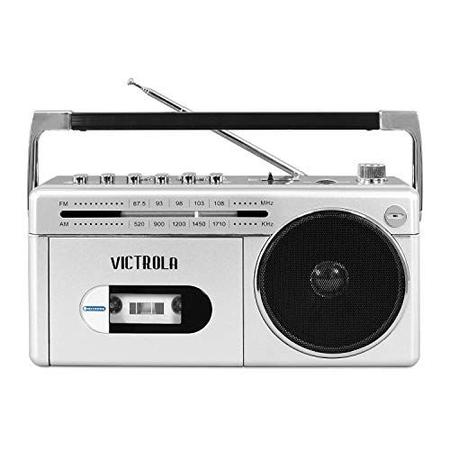Imagem de Victrola Caixa Bluetooth Prata com Cassette e Rádio AM/FM