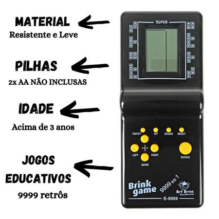 Mini Game Retro Jogos Monta Monta Tetris Cobrinha Game Bolso Diversão  Criança Brink 9999 Jogos - Art Brink - Minigame - Magazine Luiza