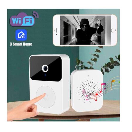 Campainha Com Câmera Inteligente Sem Fio Wi-Fi Hd com Visão Noturna  Interfone Com Áudio video porteiro visão pelo celular