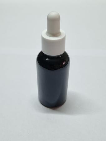 Imagem de Vidro Preto - 30ml (25 peças) - com tampa branca sem lacre, bulbo branco e pipeta conta gota