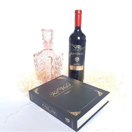 Imagem de Vinho cabernet com kit abridor e garrafa vidro retrô rosa claro