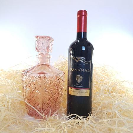 Imagem de Vinho cabernet com kit abridor e garrafa vidro retrô rosa claro