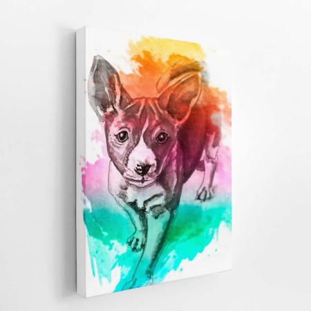 Vira Lata Cachorro Arte Aquarela Quadro Canvas 60X40Cm - Plimshop Imagem de Vira Lata Cachorro Arte Aquarela Quadro Canvas 60X40Cm