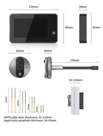 Imagem de Visualizador De Porta Digital Olho Mágico Com App Microfone