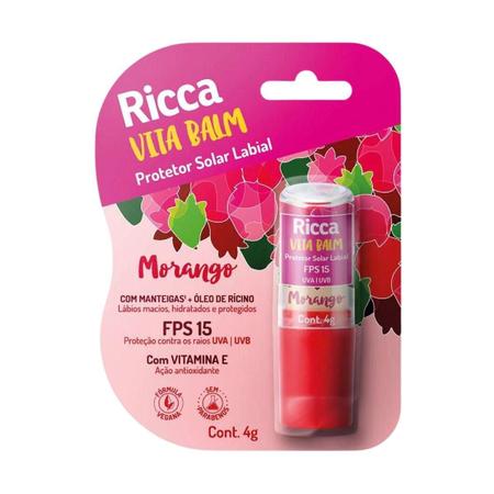 Imagem de Vita Balm Ricca Protetor Solar Labial Morango 4g