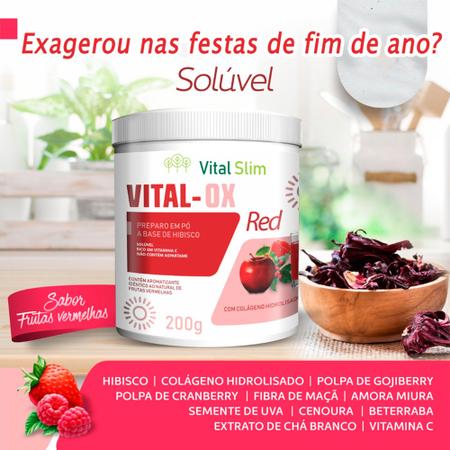 Vital OX Slim Red Pó Solúvel Composto Fibras - Colágeno - Goji