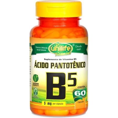 Imagem de Vitamina B5 Acido Pantotenico 60 Capsulas de 500mg Unilife