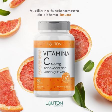 Vitamina C 500mg com Zinco Quelato Vegano Lauton - 60 caps Imagem de Vitamina C 500mg com Zinco Quelato Vegano Lauton - 60 caps