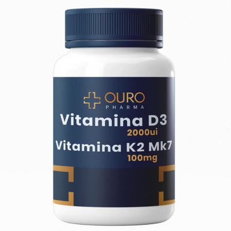Vitamina D3 2000UI + K2 MK7 100mcg - 60 ou 120 Cápsulas para Saúde Óssea e Imunidade - Ouro Pharma