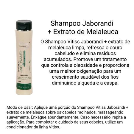 Imagem de Vitiss Shampoo Jaborandi + Extrato de Melaleuca 500 ml - Vitiss Cosméticos - Controla a Oleosidade, Diminue a Queda e a Caspa