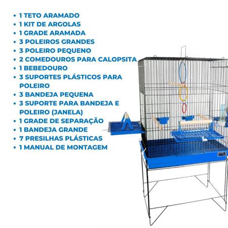 Viveiro Comfort Triplex para Calopsitas Completo - JelPlast Imagem de Viveiro Comfort Triplex para Calopsitas Completo