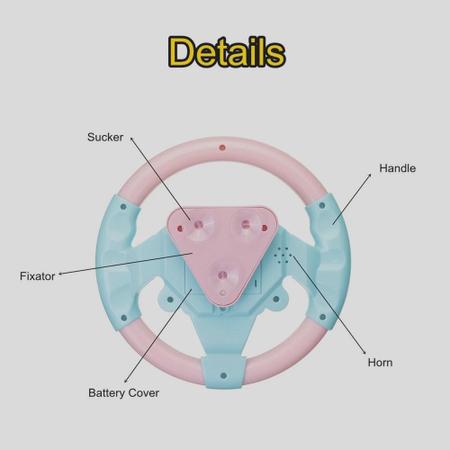Imagem de Volante De Brinquedo Interativo Com Som/Simulação/Carro Rosa