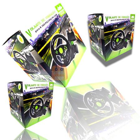 Volante De Vibração Gamer Xbox 360 Ps3 Ps2 Pc Usb 4em1