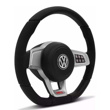 Imagem de volante multifuncional vw gol g2 g3 g4 g5 saveiro golf fox gti mk7 comando de som volkswagen + cubo