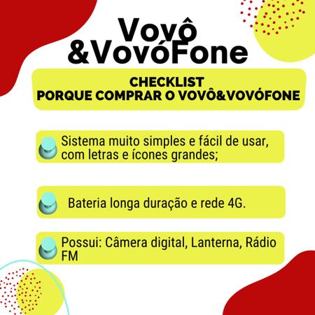 Imagem de Vovô&vovófone 4g 32mb tela grande 2.4 bluetooth rádio fm
