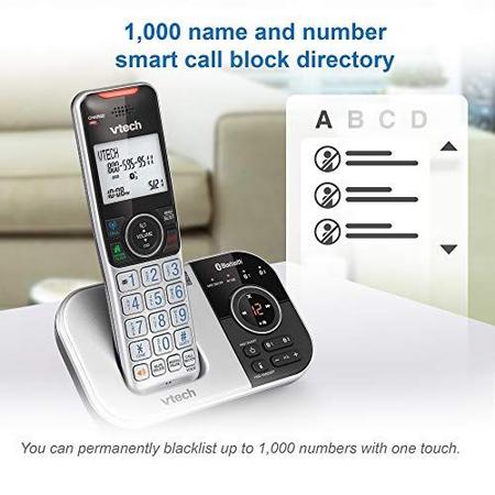 Imagem de VTECH VS112-3 DECT 6.0 Bluetooth 3 Telefone sem fio para casa com secretária eletrônica, bloqueio de chamadas, identificador de chamadas, interfone e conexão com celular (prata e preto)