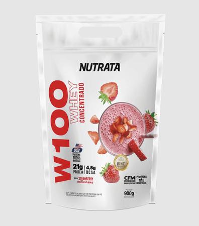 Imagem de W100 Whey Concentrado - 900g Refil Strawberry Milkshake - Nutrata