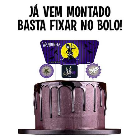 Topper Para Bolo Festa Aniversário Wandinha Addams 4 Un