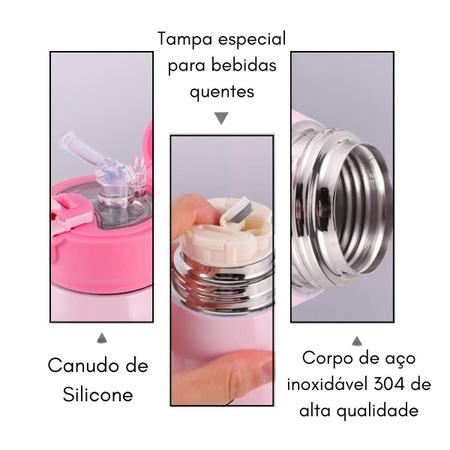 Imagem de Water Bottle Térmica Com Canudo Copo Alça 500Ml Infantil