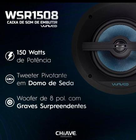 Imagem de Wave One WSR1508 Caixa de Som de Embutir Tela Slim Ultra-Fina Woofer 8" Tweeter Pivotante 150W