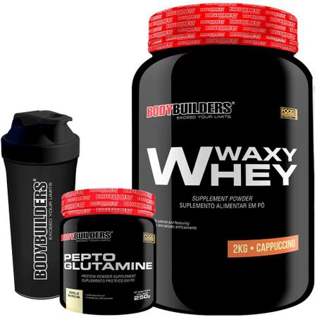 Imagem de Waxy Whey (35%) 2kg + Pepto Glutamine 250g + COQUETELEIRA 600ml - Bodybuilders