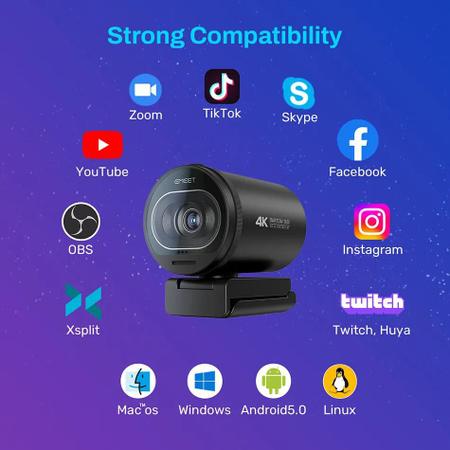4K Webcam with Microphone, S600 Ultra HD 60FPS Webcam for