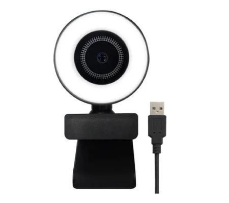 Imagem de Webcam Câmera 1080p Arco Anel Luz Led Microfone Ring Light USB Gira 360º