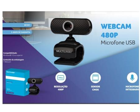Imagem de WebCam com microfone integrado imagem e som digital - Multilaser