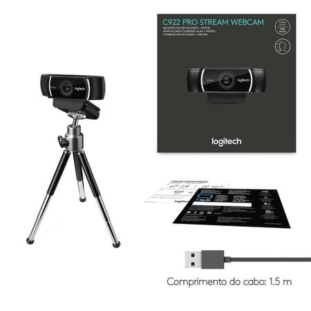 Imagem de Webcam Full HD Logitech C922 Pro Stream com Microfone Embutido, 1080p e Tripé Incluso, Compatível Logitech Capture - 960-001087