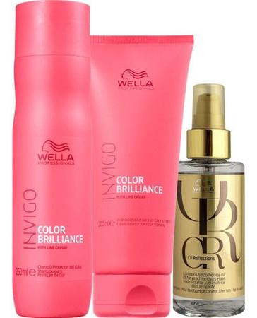 Imagem de Wella Kit Brilliance Shampoo 250ml + Condicionador 200ml + Óleo 100ml