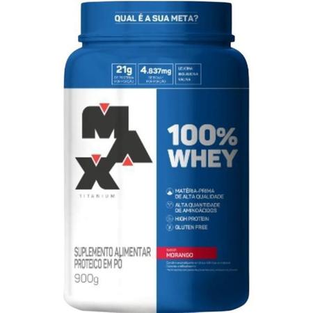 Imagem de Whey 100% max titanium - morango - pote 900g