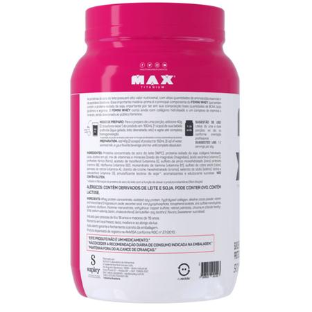 Whey Femini Whey Pote 900g Sabor Baunilha Max Titanium Whey