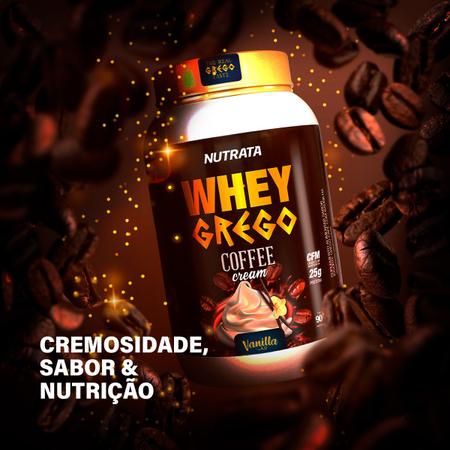 Imagem de Whey Grego Coffee Cream  3W  Proteína do Leite Concentrata, Isolada e Hidrolisada  Sabor Vanilla  900g  Nutrata