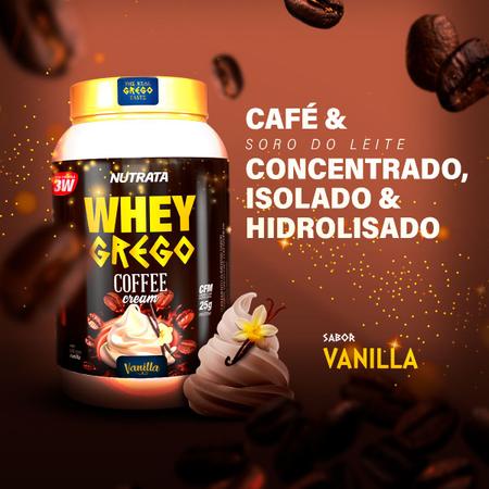 Imagem de Whey Grego Coffee Cream  3W  Proteína do Leite Concentrata, Isolada e Hidrolisada  Sabor Vanilla  900g  Nutrata