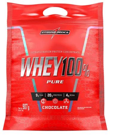 Imagem de Whey Protein 100% Concentrado Pure Sabor Chocolate Sachê de 900g -Integralmedica