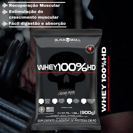 Imagem de Whey Protein 100% HD Pure 900g BLACK SKULL  ( Isolado - Hidrolisado - Concentrado ) Suplemento de Proteína