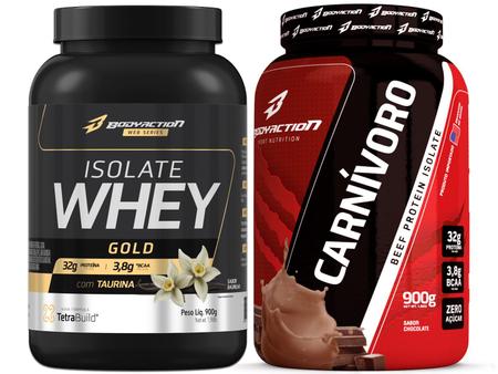 Imagem de Whey Protein Isolado Hidrolisado Isolate Gold 900g + Proteína da Carne Carnívoro 900g