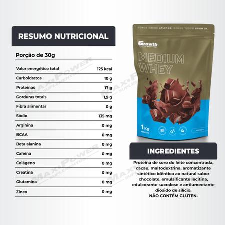 Imagem de Whey Protein Medium 1Kg Chocolate Growth Supplements