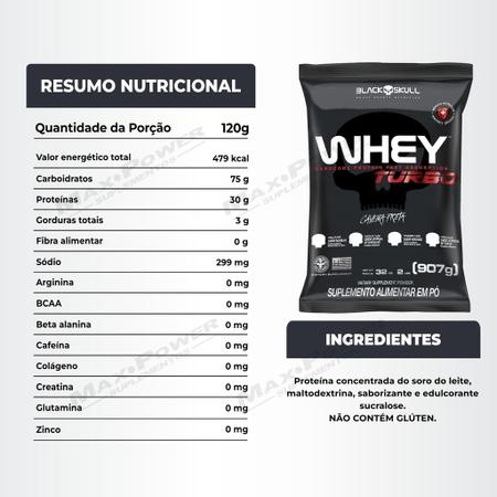 Imagem de Whey Protein Turbo 907g + Creatina Turbo 150g Black Skull