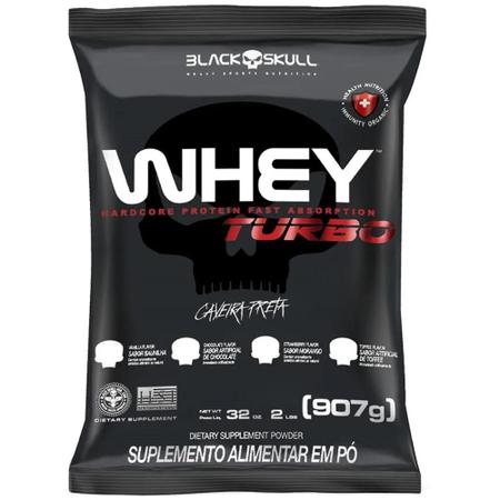 Imagem de Whey Protein Turbo Nutri Concentrado Caveira Preta 900g Morango - Black Skull