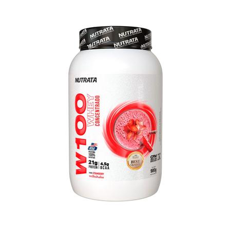 Imagem de Whey w100 nutrata 900g - morango