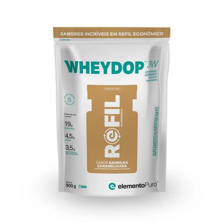 Imagem de Wheydop 3W Refil 900g Whey Protein Elemento Puro - Baunilha Caramelizada