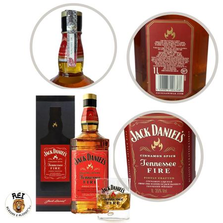 Imagem de Whisky Jack Daniel's Fire Original 1000 Ml Com Caixa + Copo Personalizado 