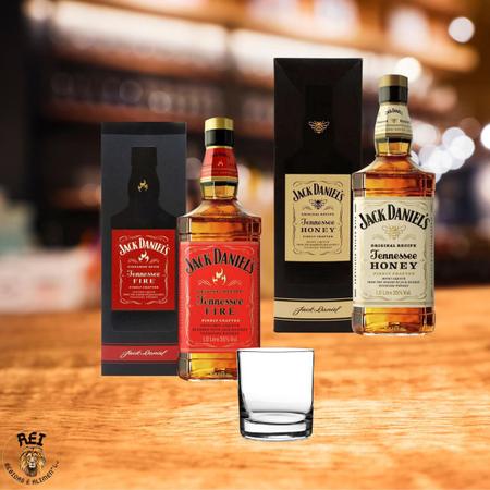 Imagem de Whisky Jack Daniel's Honey + Jack Fire Original Com Caixa 1000 Ml + Copo Presente
