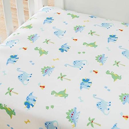 Imagem de Wildkin Kids 100% algodão Fitado Folha de berço para meninos e meninas, Lençóis de berço Medidas 52 x 28 x 8 polegadas, Lençóis de berço para crianças com material super macio e respirável (Dinosaur Land)