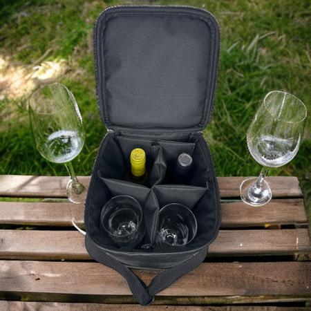 Imagem de Wine Bag Porta Vinho Bolsa Térmica 4 Garrafas Ou 2 Garrafas e 2 Taças - Várias Cores - PV4AT