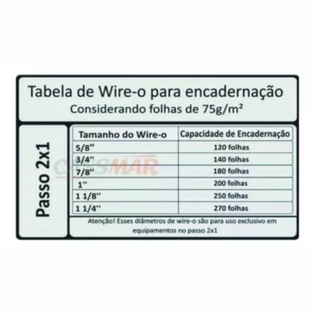 Imagem de Wire-o para Encadernação 2x1 A4 Branco 1 1/8 para 250 fls 04un