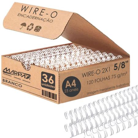 Imagem de Wire-o para Encadernação 2x1 A4 Branco 5/8 para 120fls 36un