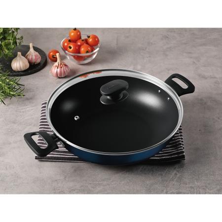 Imagem de Wok Tramontina 28cm 3,2L Ravena Antiaderente Starflon Max Tampa de Vidro