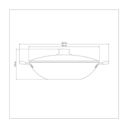 Imagem de Wok Tramontina 36cm Paris 6,0L Antiaderente Starflon Max com Tampa de Vidro